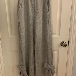 Peach Love California Gray Pants with Bow Detail